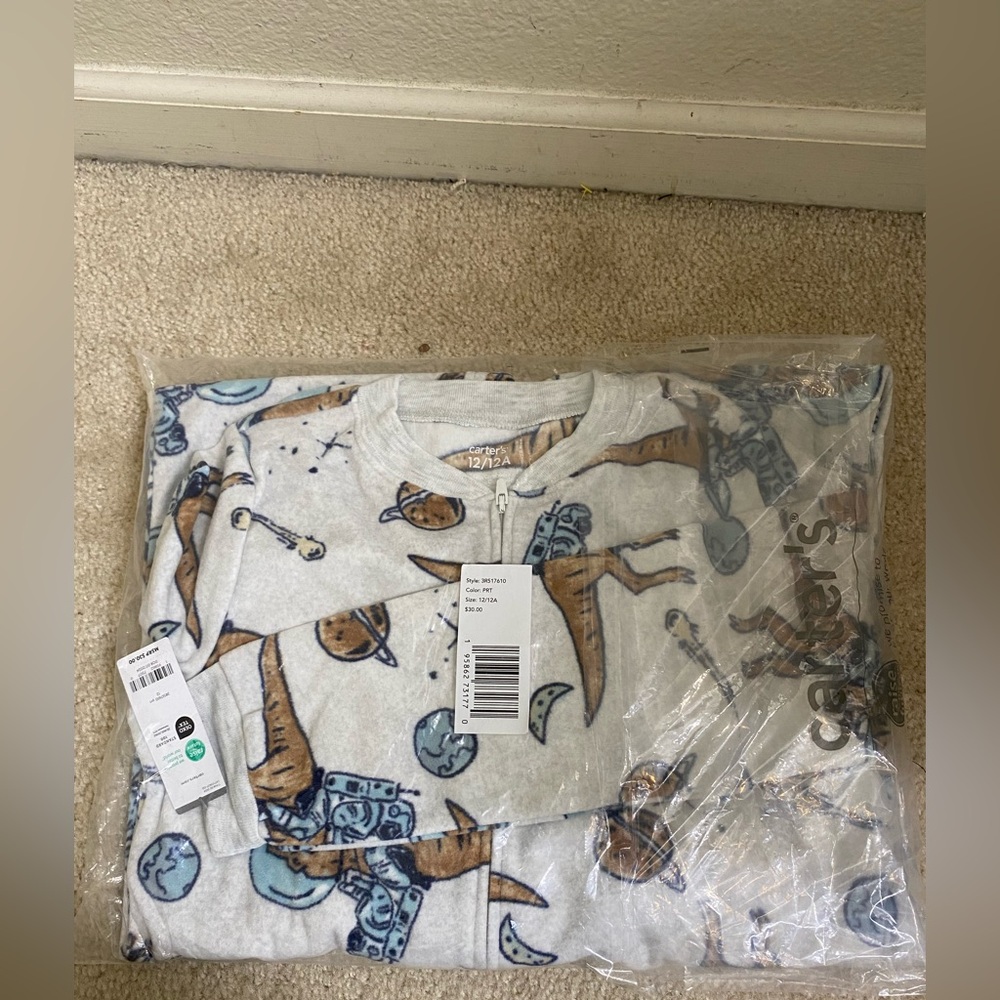Carter's‎ Space Dinosaur Pajama Set - Blue and Brown NWT